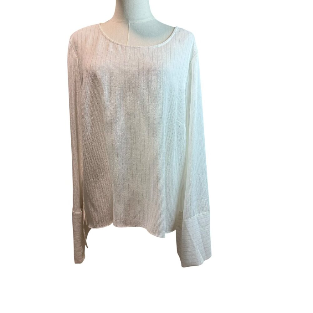 APT. 9 Ivory Textured Long Sleeve Blouse Women’s Size XL NWT $40 | Chic Workwear